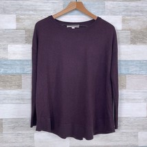 LOFT Relaxed Swing Sweater Brown Ribbed Sleeve Stretchy Knit Casual Wome... - $16.82