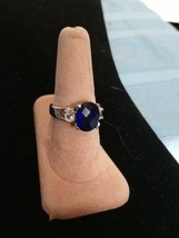 Sterling Silver 925 Midnight Blue Sapphire W/Cubic Zirconia Accent Stones  6 NWT - £65.67 GBP