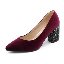 Women Pumps Velvet High Heels Ladies Shoes Elegant Pointed Toe Wedding Female Sh - £67.10 GBP