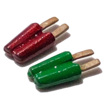 dollhouse miniature popsicles frozen dessert on wooden sticks red green 1:12 - £7.18 GBP