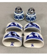 Delft Salt &amp; Pepper Shakers W/ 4 Delft Napkin Ring Holders - €17,24 EUR