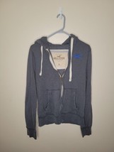 Hollister Zip Up Hooded Jacket Hoodie Sweatshirt Grey Blue Size Medium  - £10.22 GBP