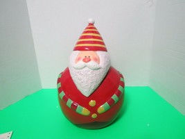 Bright Santa Christmas Ceramic Cookie Jar Hand Painted New Red White Green - $19.95