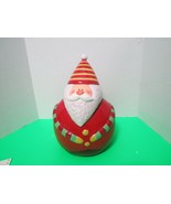 Bright Santa Christmas Ceramic Cookie Jar Hand Painted New Red White Green - £16.19 GBP