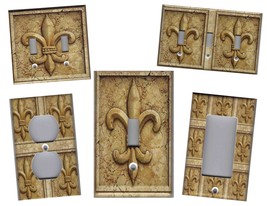 FLEUR DE LIS Stone Image Light Switch Plates and Outlets Home Decor - $7.20+