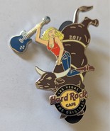 2011 Hard Rock Cafe Las Vegas Bull Riding Woman with Blue Guitar Pin - $10.95