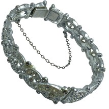 art deco pot metal rhinestones hinges bracelet 7” - £48.20 GBP