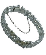 art deco pot metal rhinestones hinges bracelet 7” - $68.06 CAD
