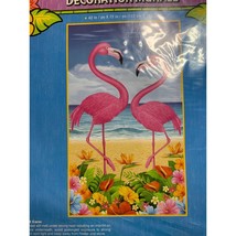 New Luau Wall Decor Mural Flamingo on Beach Flowers 42 in x 72 in Party ... - £6.22 GBP