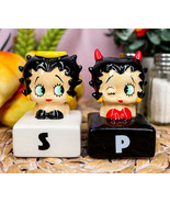 Angel Or Devil Betty Boop With Halo And Horns Ceramic Salt And Pepper Sh... - $23.50 CAD