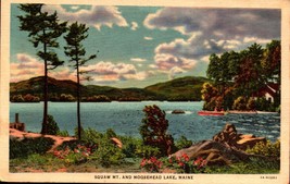 Squaw Mt and Moosehead Lake ME Vintage 1936 Linen Postcard -bk45 - £2.37 GBP