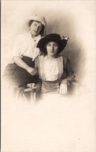 RPPC Edwardian Two Sweet Women in Chair Lovely Hats c 1910 Postcard W13 - £7.83 GBP