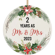 2nd Wedding Anniversary Ornament 2 Years As Mr And Mrs Wreath Christmas Gift - £11.69 GBP