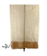 Vintage Gold Sheer Mesh Scarf Shawl Wrap w Fringe Lightweight 22&quot;x70&quot; - ... - £23.95 GBP