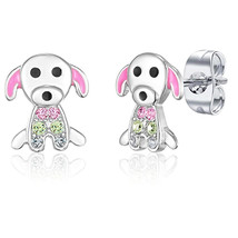 Love Puppy Epoxy Ear Studs Mori Style Simple Rhinestone Animal Earrings For Wome - £7.89 GBP
