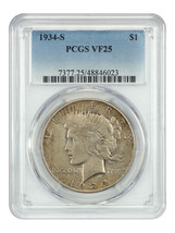 1934-S $1 PCGS VF25 - $86.57