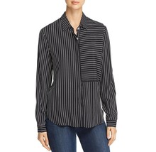 Three Dots Womens S Black White Striped Long Sleeve Button Up Tunic Top NWT - £46.64 GBP
