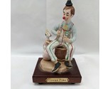 Circus Time Clown With Dressed Puppy Dog Music Box Works Ceramic 6&quot; - £15.85 GBP