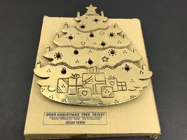 Lillian Vernon Solid Brass Christmas Tree Hot Plate Vintage Trivet 9.5&quot; x 8&quot; - £10.11 GBP