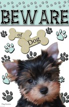 Flag Emotes Double Sided Garden Flag Beware Of Dog Yorkie Funny Puppy Banner N - £10.57 GBP