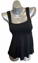 Lands End Flutter Tankini Swimsuit Top Size XS (2-4) Solid Black Womens NEW - $34.65