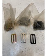 34 Qty of 3 Bar Harness/Seatbelt Slides 2-1/4&quot;x1-1/4&quot; Gold/Silver/Black ... - $51.43