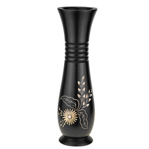 Dreamy Hand Carved Wildflower Black 14-inch Mango Tree Wood Vase - £18.63 GBP