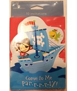 Birthday Party Invitations Pirates Theme Cards 10 Envelopes Pack of 10 K... - $73.95 MXN