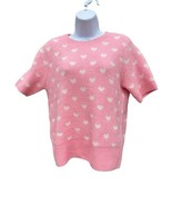 Cece Pullover Sweater Womens Small Heart Pattern Bows Short Sleeve Knit ... - £14.78 GBP