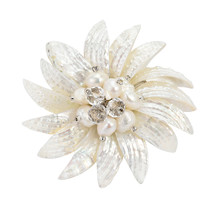 Dancing White Petals Natural Shell Pin or Brooch - £15.85 GBP