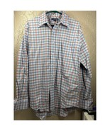 Lands&#39; End Mens Long Sleeve Button Up Dress Shirt Blue Red Plaid Cotton ... - $21.95