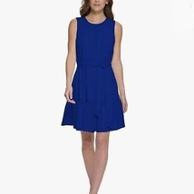DKNY Women&#39;s Fit and Flare Sleeveless Dress in Berry Blue Size 14 - £28.02 GBP