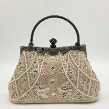 Women Beaded Evening Purses Vintage Chinese Style Champagne Wedding Handbags Lad - £71.59 GBP