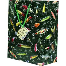 River&#39;s Edge Antique Lure Fishing Gift Bag Handle Card Tag 10 x 8 x 4-in... - $12.97
