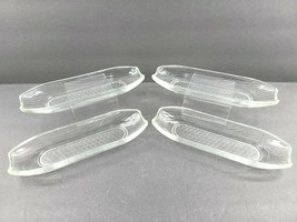 4 Clear Pressed Glass Corn on the Cob Dish Holders Vintage Honeycomb Serve Trays - £31.47 GBP