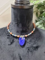 Women&#39;s Handmade Multicolor Blue Stone Choker Necklace - £14.38 GBP