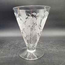 Vintage MORGANTOWN American Beauty Roses Footed Iced Tea Etched Optic 5&quot;... - $11.87