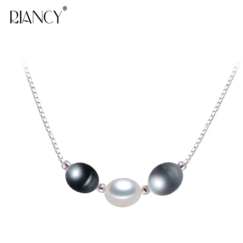 Fashion Natural Freshwater Rice Black Pearl Pendant Multi-bead Necklaces... - $15.55