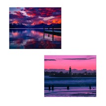 Mountains And Sea- 2 Print Set- 8 X 10&quot; Prints Wall Art- Ready To Frame Home And - £20.25 GBP