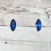 Vintage Screw Back Earrings Blue Marquise Shape - $9.99