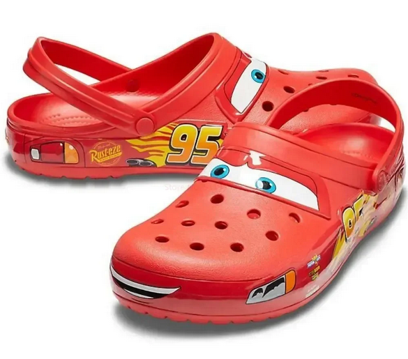 Disney New Lightning Mcqueen Pixar Cartoon Solid Waterproof Slippers Beach Shoes