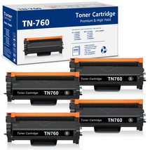 4 Pack TN760 Toner Cartridge for Brother TN730 MFC-L2710DW HL-L2390DW L2395DW - £38.55 GBP