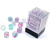 Chessex Nebula 12mm d6 Wisteria/White w/Luminary Dice Block (36 dice) Blue - £18.75 GBP