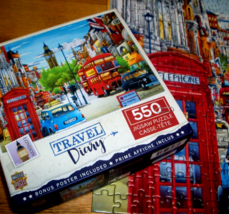 Jigsaw Puzzle 550 Pieces London Street Scene Big Ben Double Decker Bus Complete - $12.86