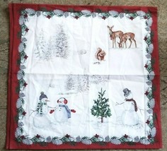 Williams Sonoma Set Of Four 20" Snowman Reindeer Christmas Napkins Nwot #A2 - $35.00