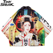 2022 Japanese Kimono Jacket Geisha Printed Harajuku Hip Hop Men Japan Style Stre - £62.46 GBP