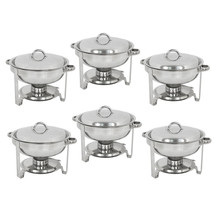 6 Pack Round Chafing Dish 5 Quart Stainlesssteel Tray Buffet Catering Fu... - £228.41 GBP