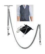 Albert Chain Silver Color Pocket Watch Chain for Men Vintage Key Fob T B... - $18.31