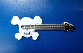 Skull Crossbones Guitar Pin Pirate Musician Hat Tac Lapel Backpack Flair - £3.82 GBP