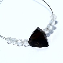 Smoky Quartz Faceted Triangle Crystal Quartz Bead Natural Loose Gemstone jewelry - £2.35 GBP